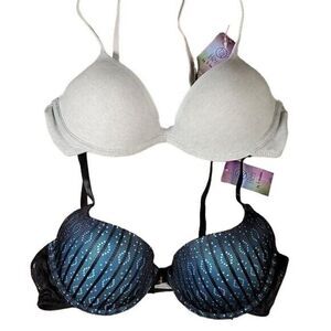 Hers by Herman Basic & Lacey Bra Combo 2Pc Sz 36B